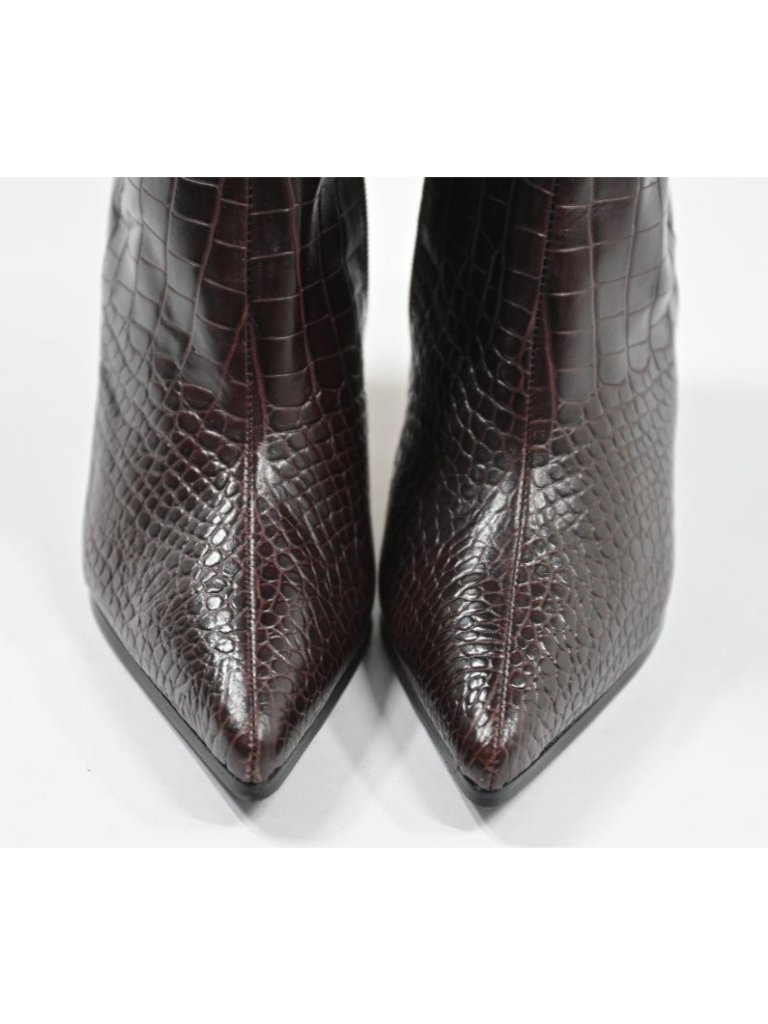 Bared Footwear Pandion Croc-Embossed Boots In Chocolate Brown Leather — image 3 of 8